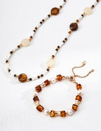 Amber Elegance Bracelet｜Natural Pearl & Flower Amber