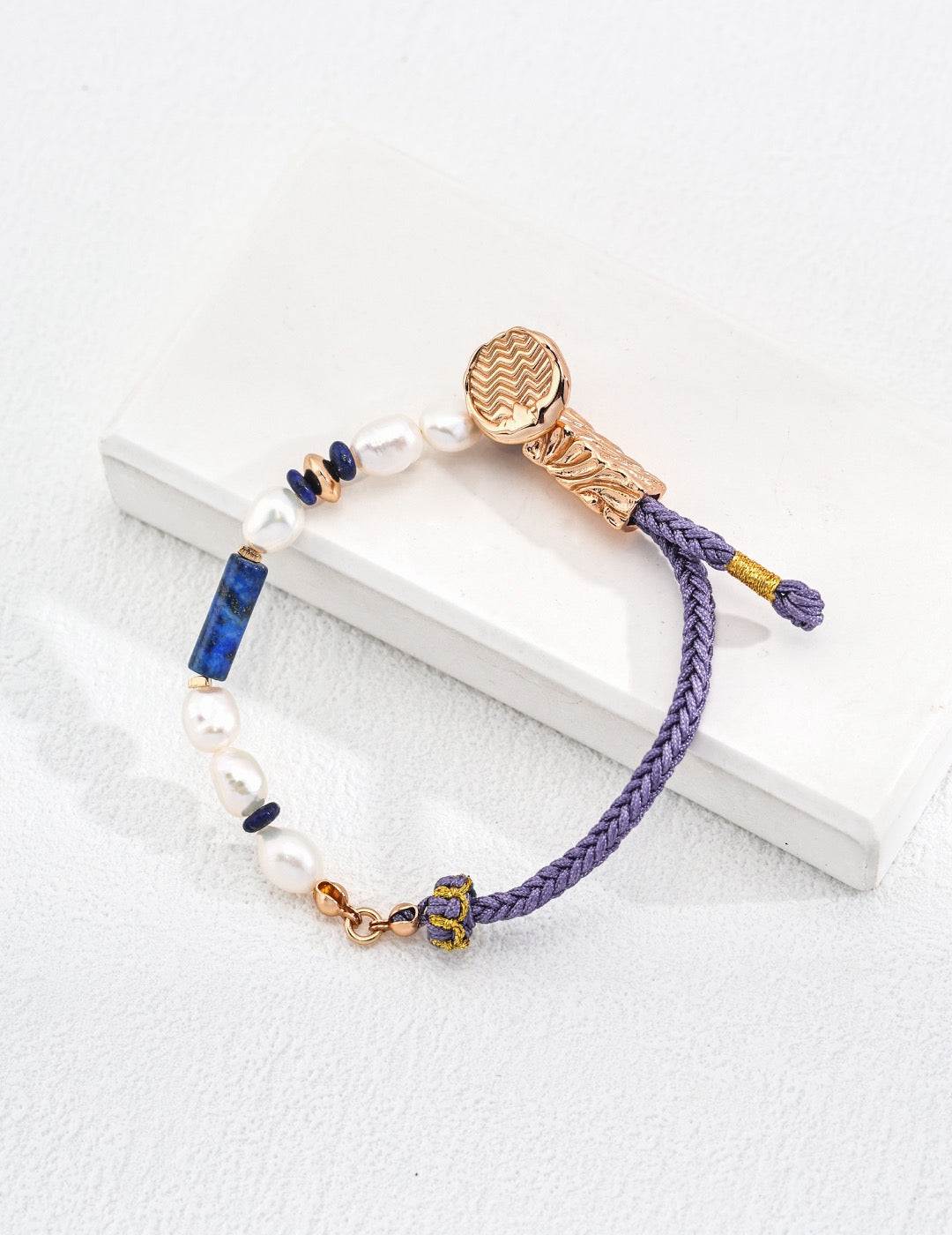 Celestial Wave Bracelet | Pearl & Lapis Lazuli