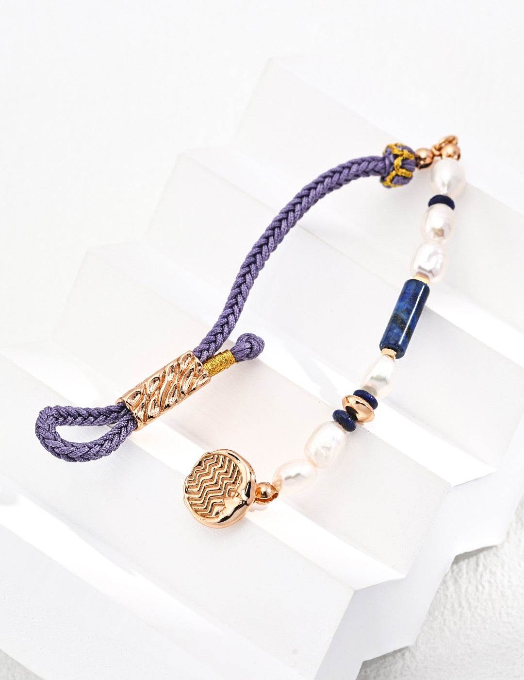 Celestial Wave Bracelet | Pearl & Lapis Lazuli