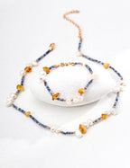 Starlit Ocean Necklace | Beeswax & Blue Stone & Pearl