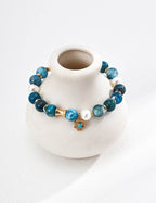 Tranquil Lagoon Bracelet｜ Pearl & Blue copper