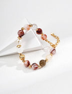 Golden Veil Bracelet | Pearl & Red Hematoid Quartz