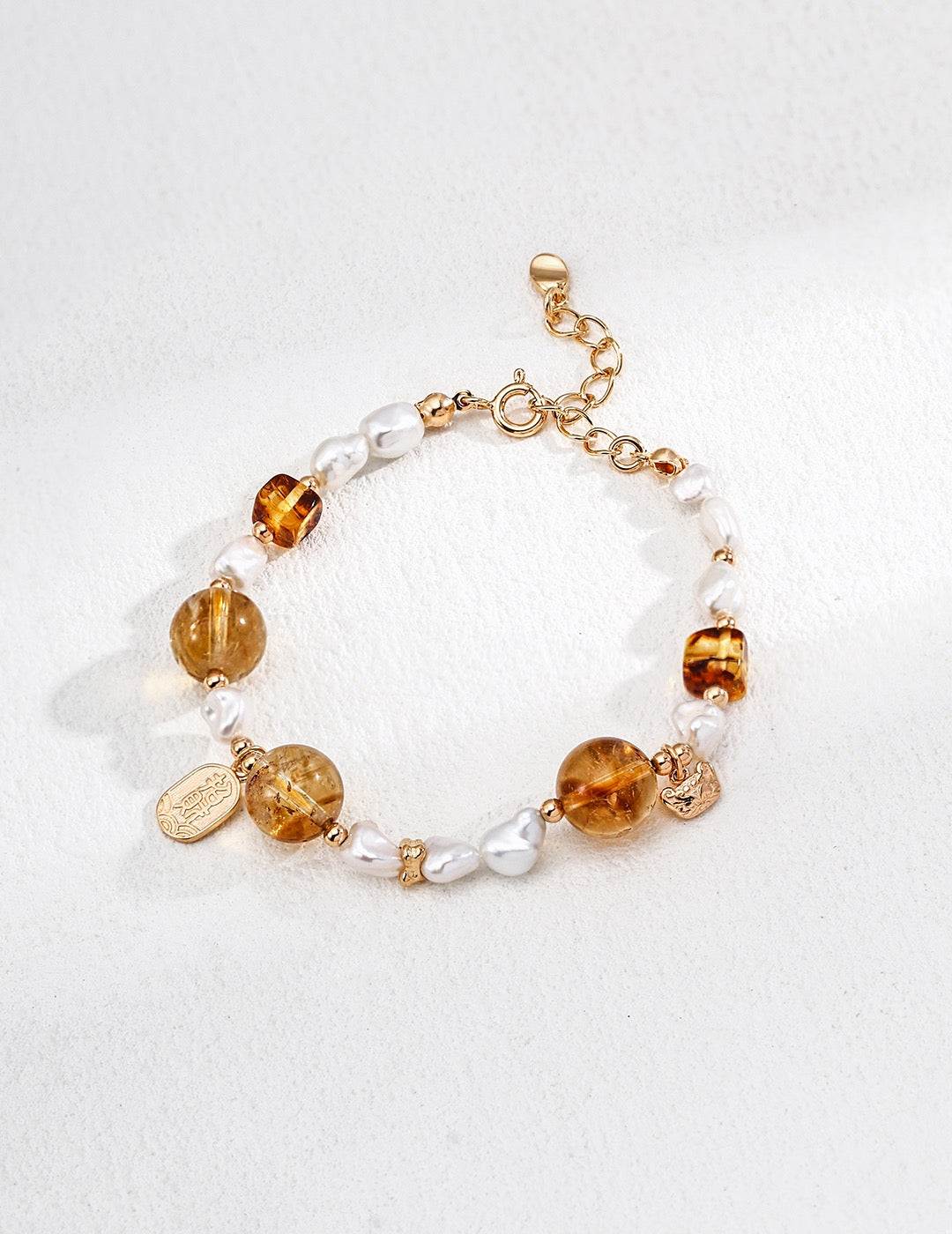 Golden Prosperity Bracelet｜Pearl & Yellow turquoise