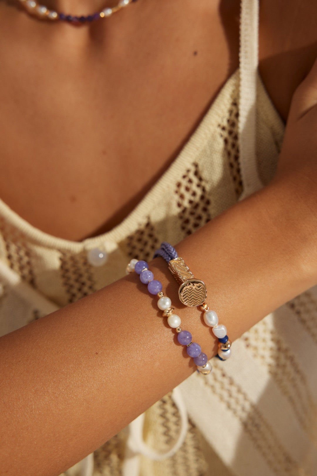 Celestial Wave Bracelet | Pearl & Lapis Lazuli