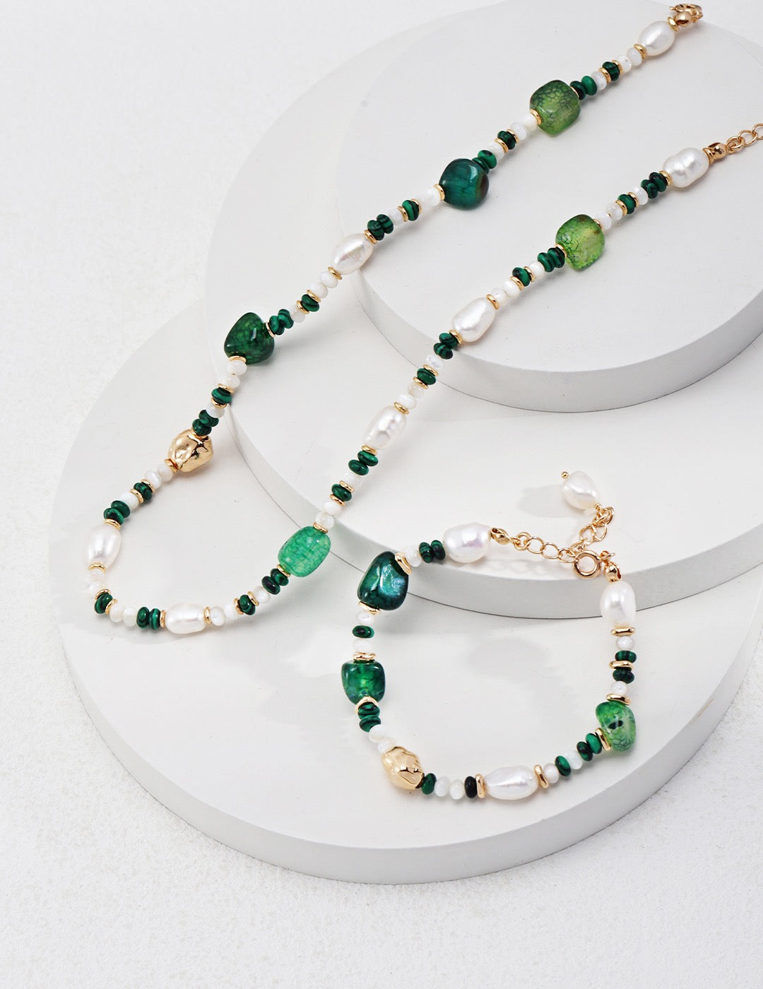 Forest Essence Bracelet｜Pearl & Malachite