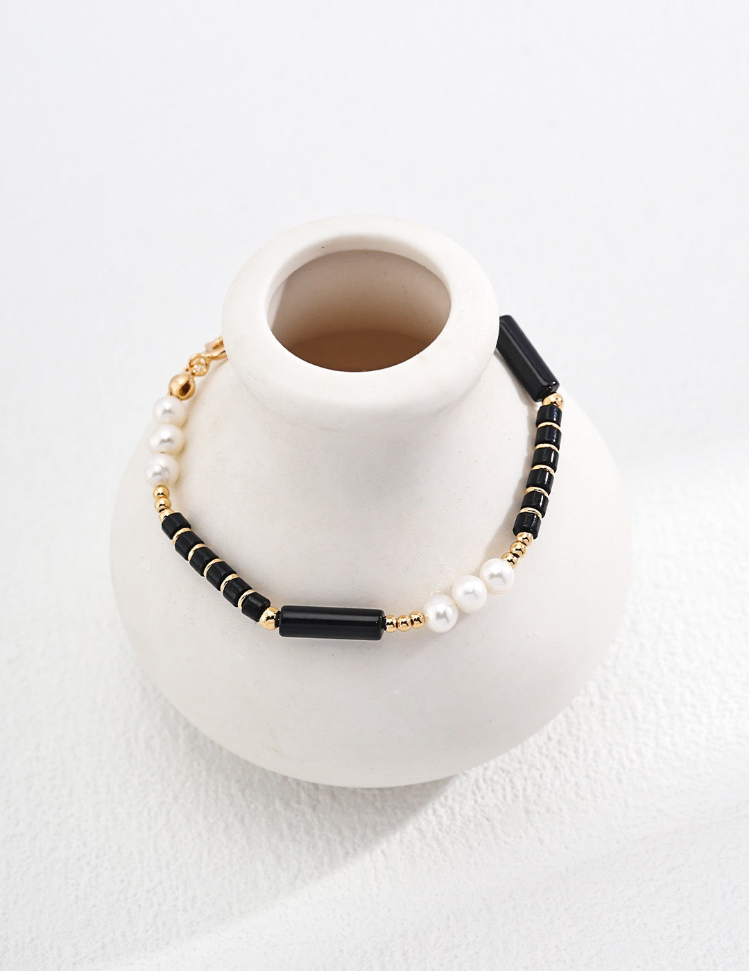 Nightfall Harmony Bracelet | Black Agate & Pearl