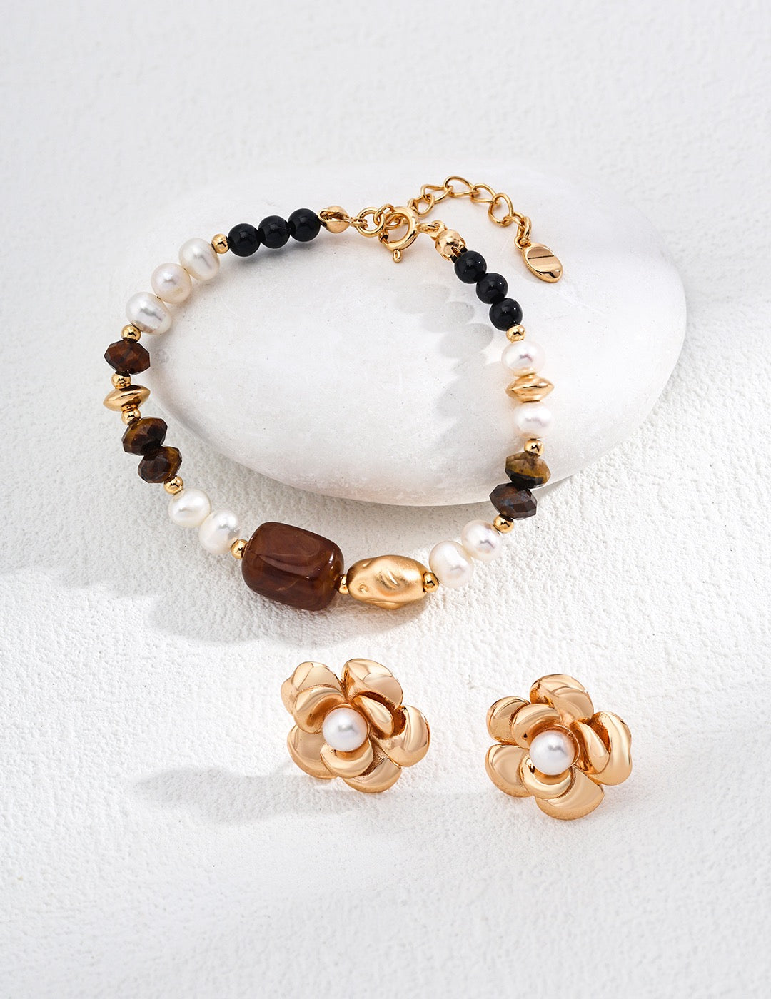Golden Mist Bracelet｜Pearl & Tiger Eye