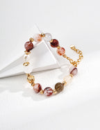 Golden Veil Bracelet | Pearl & Red Hematoid Quartz