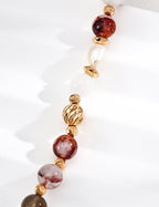 Golden Veil Bracelet | Pearl & Red Hematoid Quartz