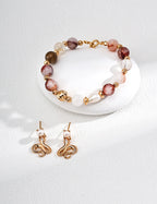 Golden Veil Bracelet | Pearl & Red Hematoid Quartz