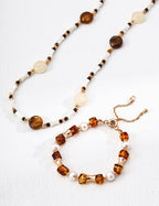 Amber Elegance Bracelet｜Natural Pearl & Flower Amber