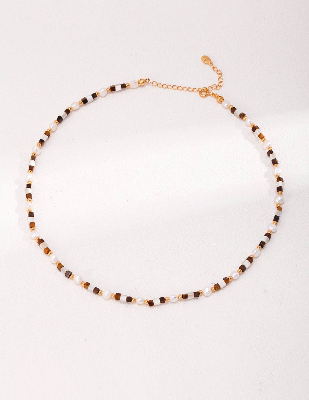 Autumn Glow Necklace｜Pearl & Tiger Eye