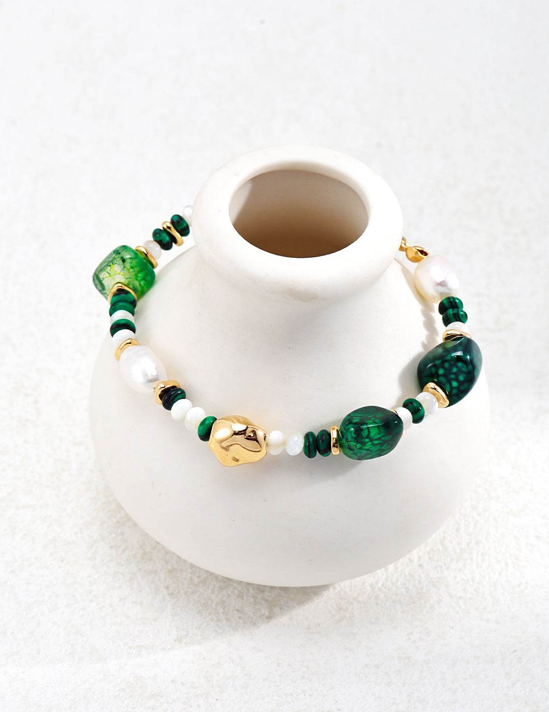 Forest Essence Bracelet｜Pearl & Malachite