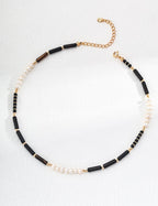 Nightfall Harmony Necklace | Black Agate & Pearl