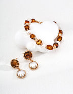 Amber Elegance Bracelet｜Natural Pearl & Flower Amber