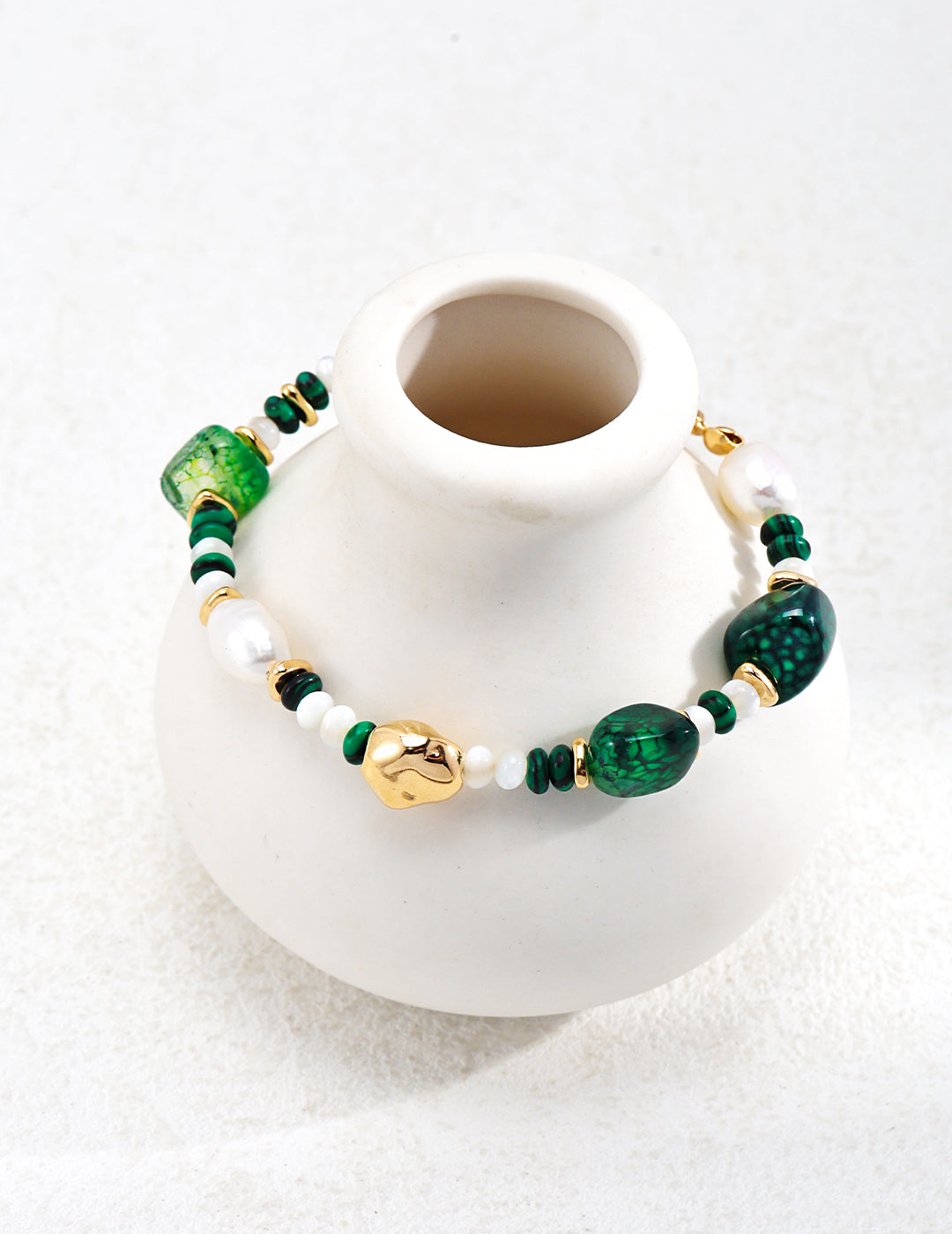 Forest Essence Bracelet｜Pearl & Malachite