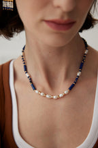 Mystic Ocean Necklace | Pearl & Lapis