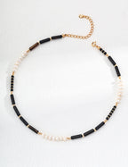 Nightfall Harmony Necklace | Black Agate & Pearl