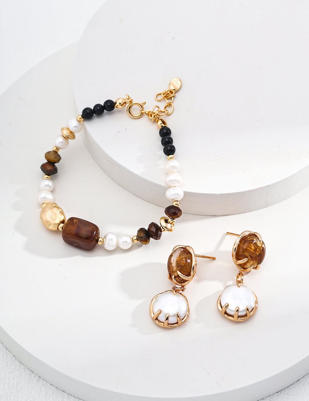 Golden Mist Bracelet｜Pearl & Tiger Eye