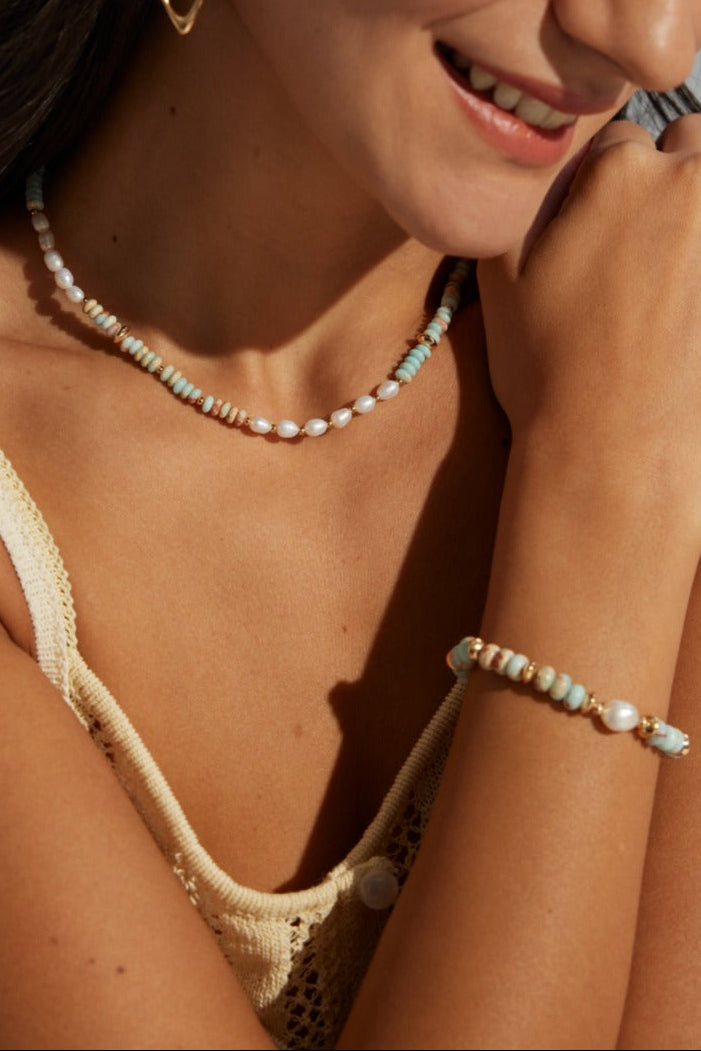 Ocean Energy Necklace | Pearl & ShouShan Stone