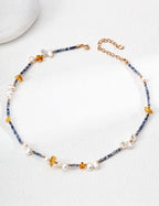 Starlit Ocean Necklace | Beeswax & Blue Stone & Pearl