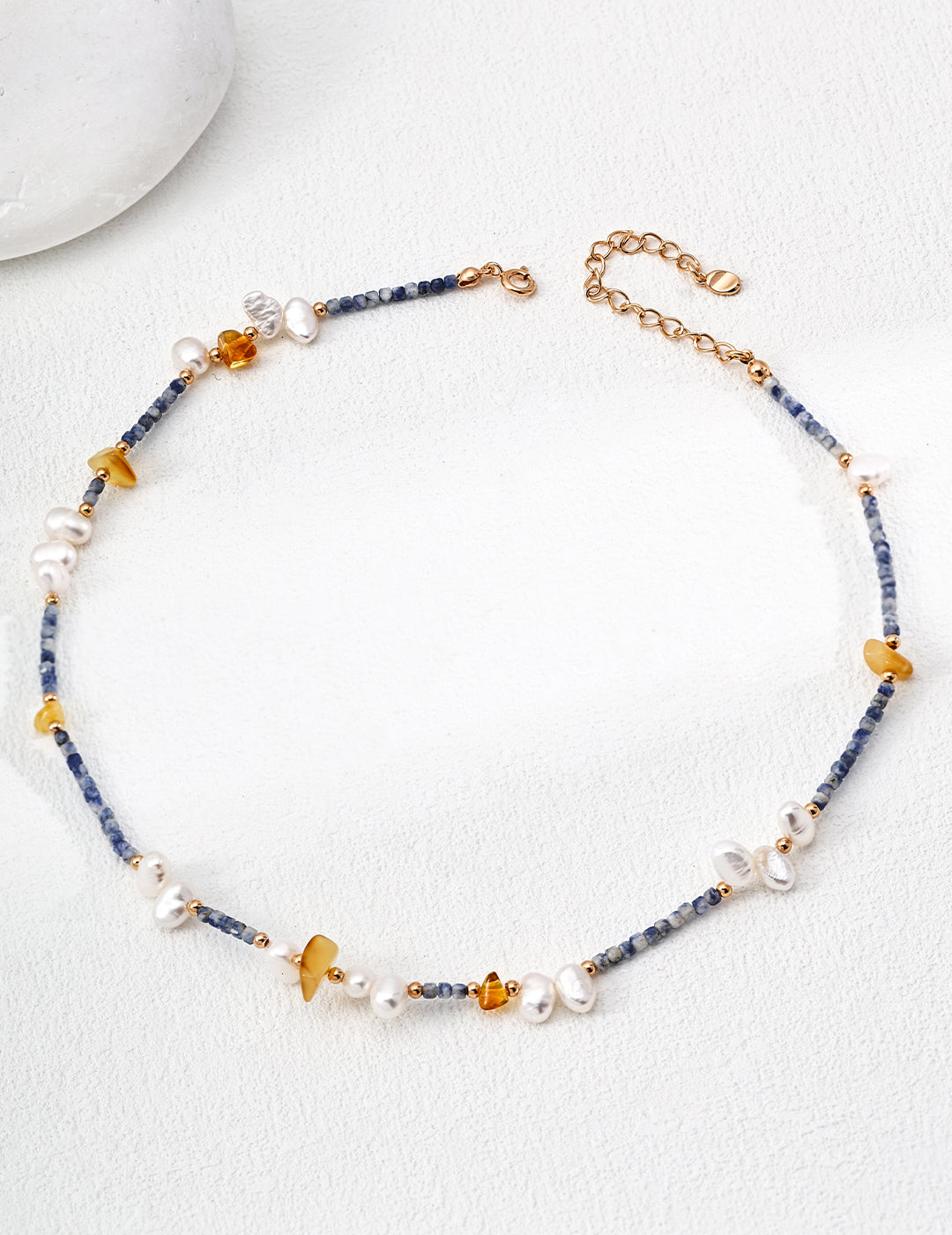 Starlit Ocean Necklace | Beeswax & Blue Stone & Pearl